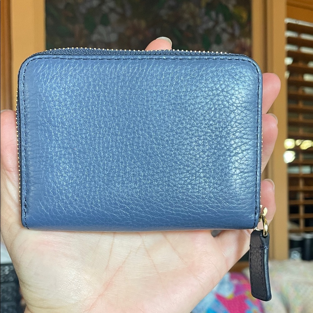 Tory Burch Navy Leather Card Holder - Picture 2 of 4